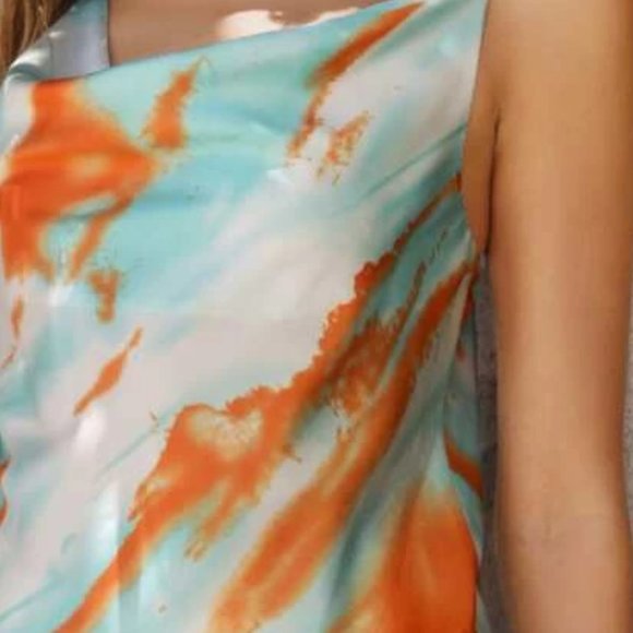 Blue/Orange Tie Dye Satin Cami Top in M and L - Picture 3 of 4